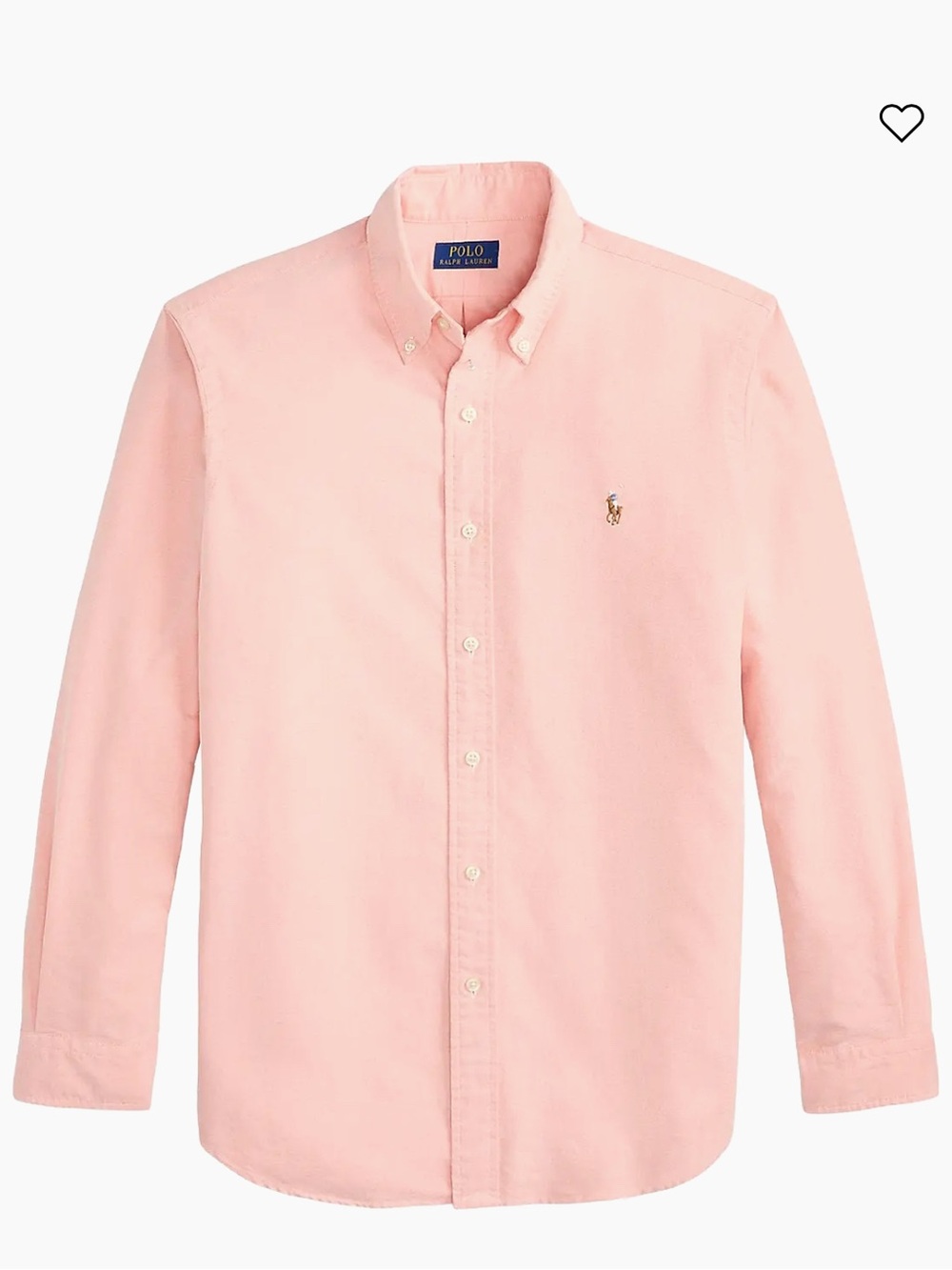 Men’s POLO RALPH LAUREN Pink Button-Down Oxford Long Sleeve Shirt